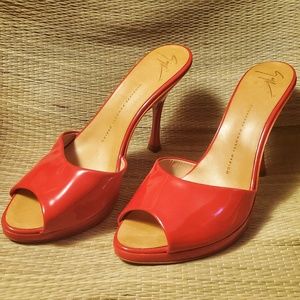 Patent Red Giuseppe Zanotti Leather Slide Sandals